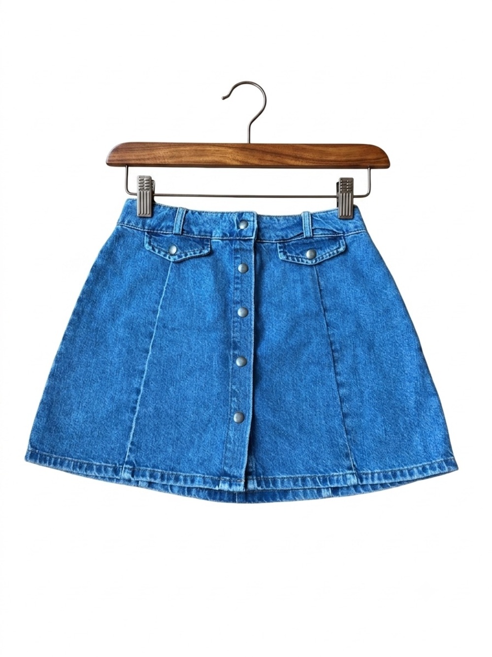 BDG Urban Outfitters Button-Front Denim A-Line Mini Skirt Blue Size S